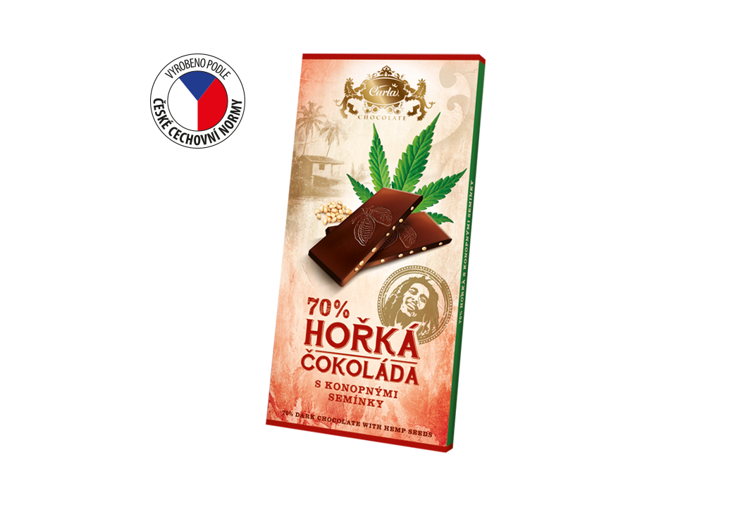 Hořká čokoláda 70% s konopným semínkem 80g