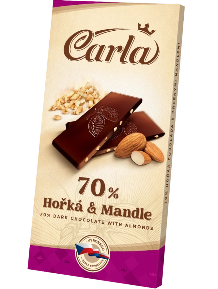 Carla hořká čokoláda s praženými mandlemi 80g