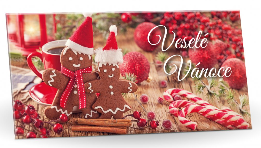 Vánoční Hořká čokoláda 72% s brusinkami Perníčky 175g