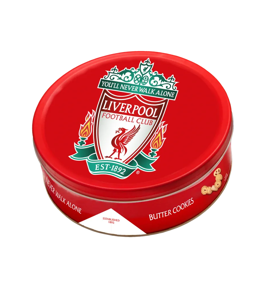 LFC Liverpool máslové sušenky v plechové dóze 340g