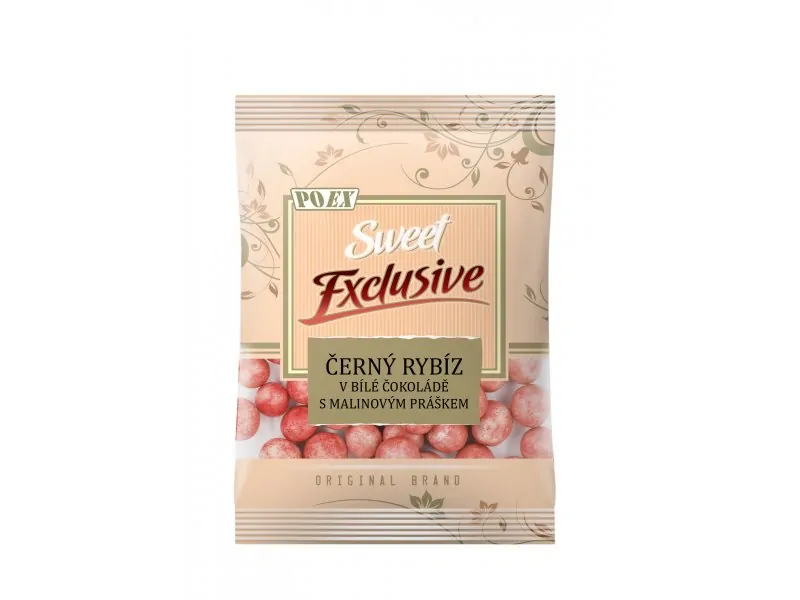 Poex Černý rybíz v bílé čokoládě s malinovým práškem 70g