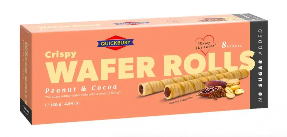 Quickbury Trubičky s arašídovou a čokoládovou náplní bez cukru 140g
