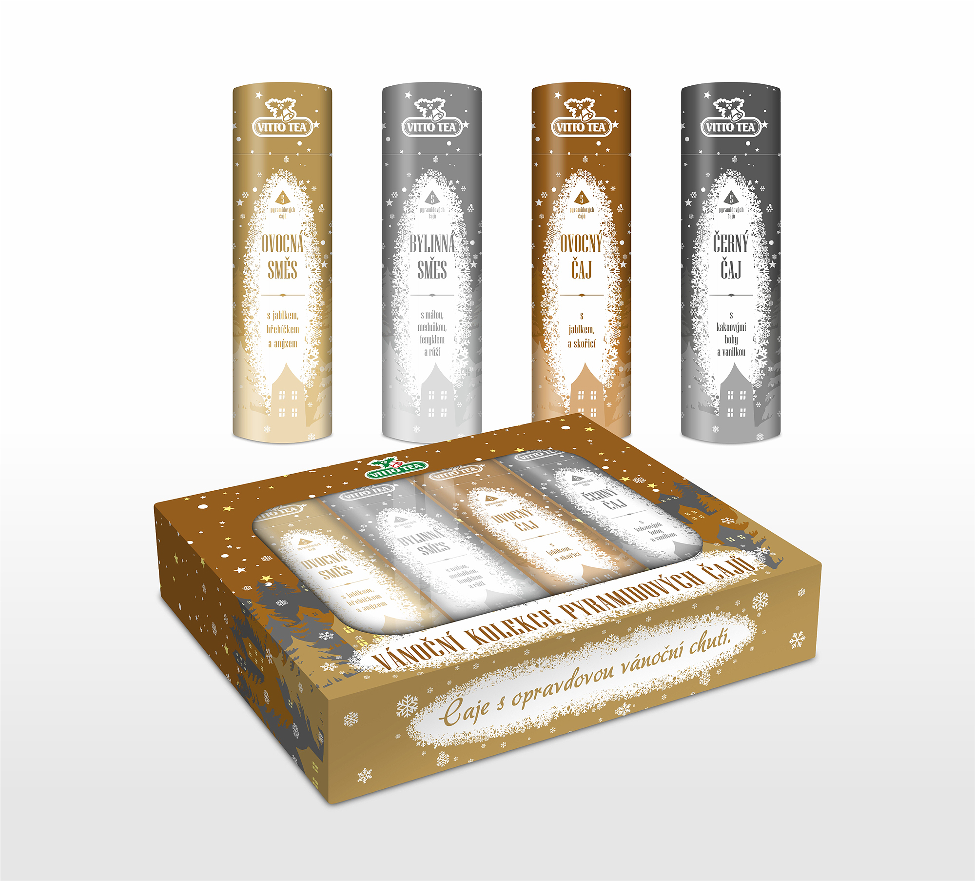 Vitto Tea Vánoční kolekce pyramidových čajů 4x5 sáčků