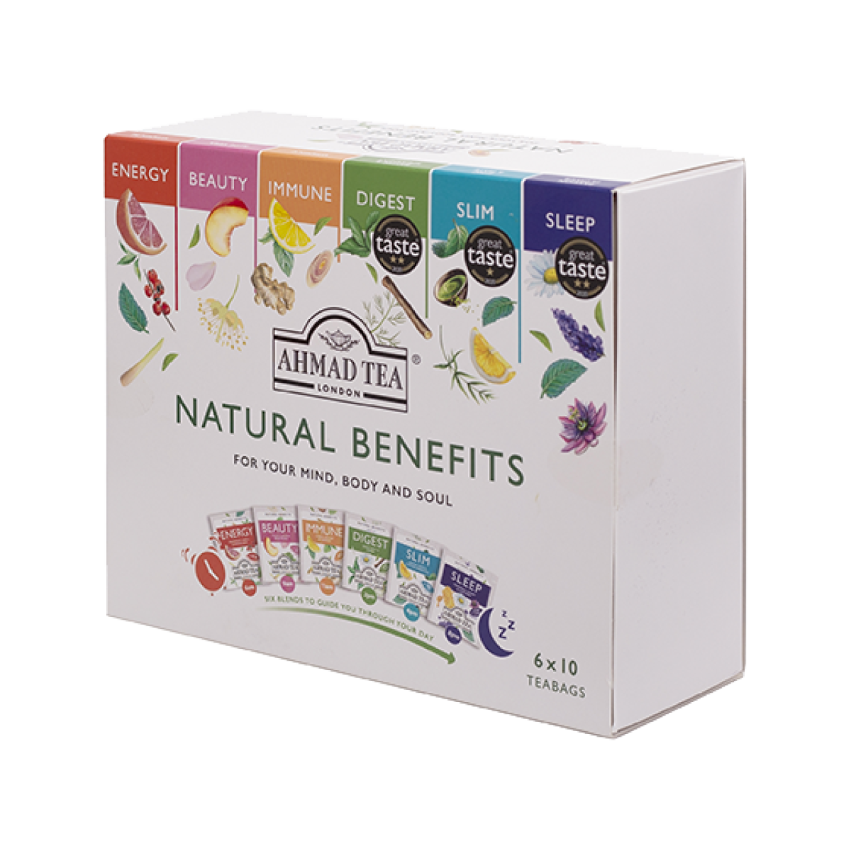Ahmad Natural Benefits Selection kolekce čajů 60 sáčků