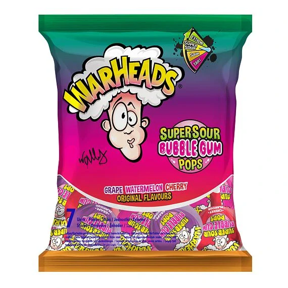 Warheads extra kyselé lízátka se žvýkačkou uvnitř s ovocnými příchutěmi 7x15g
