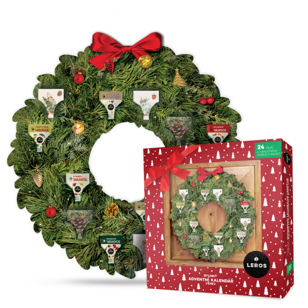 Leros Čajový Bylinný adventní kalendář věnec (červená)