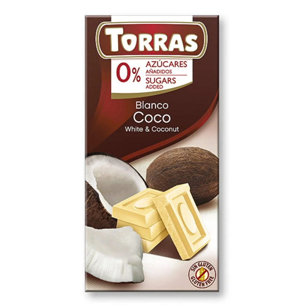 Torras Bílá čokoláda s kokosem bez cukru 75g
