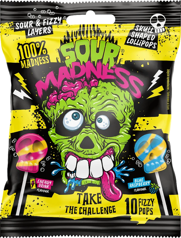 Argo Sour Madness kyselé lízátka lebky 90g
