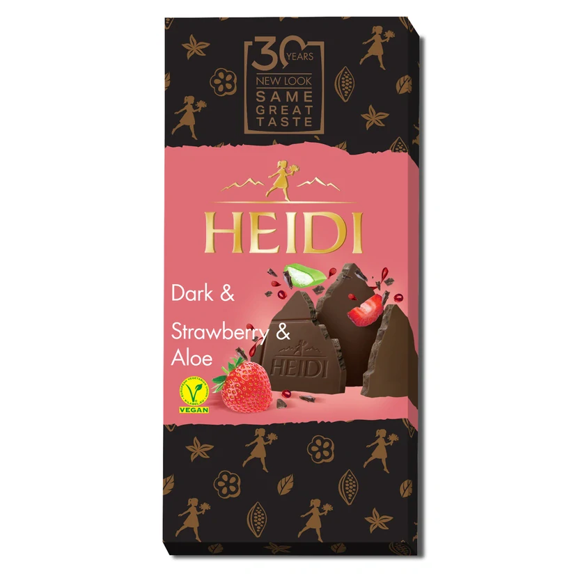 Heidi Dark Strawberry Aloe Vera Hořká čokoláda s jahodami a aloe vera 80g