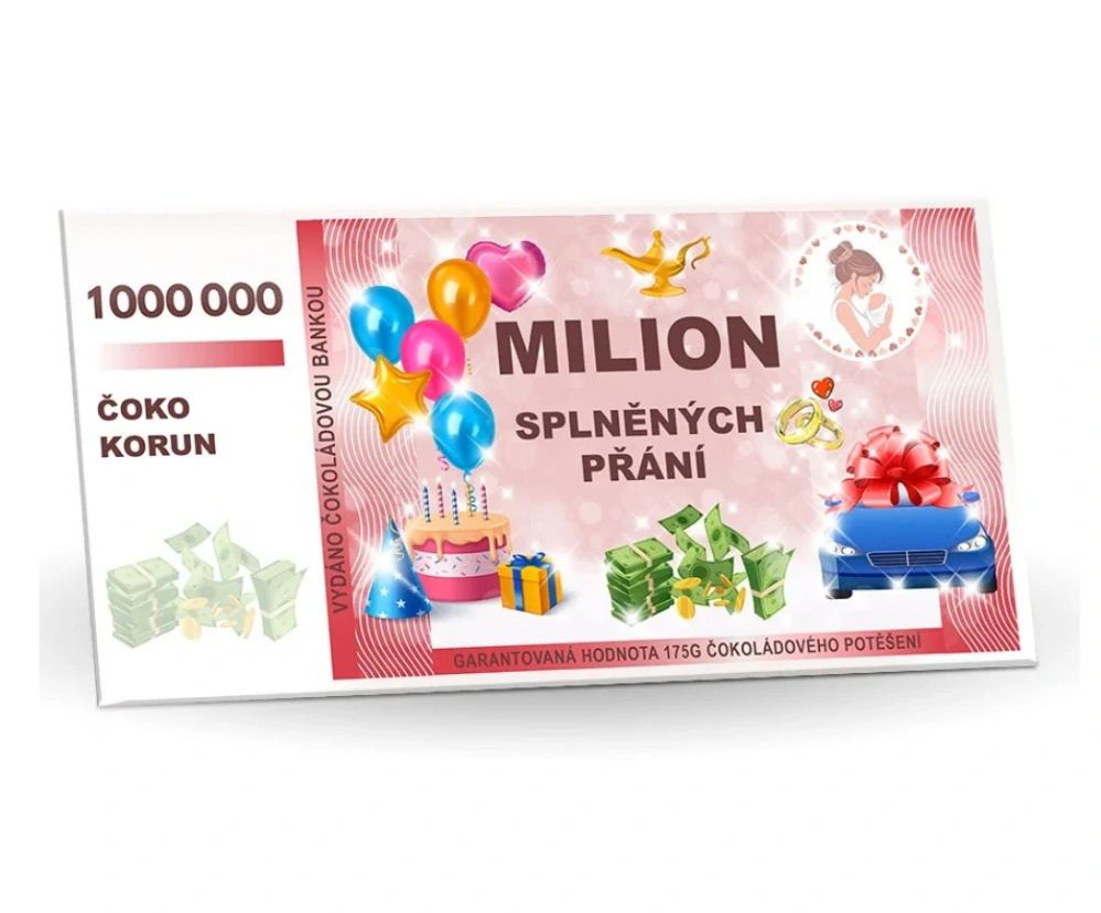 Hořká čokoláda 60% Bankovka Milion splněných přání 175g