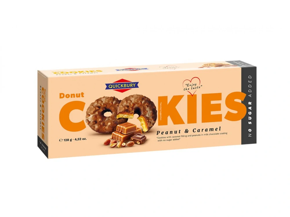 Quickbury Donut Cookies arašíd & karamel bez cukru 128g