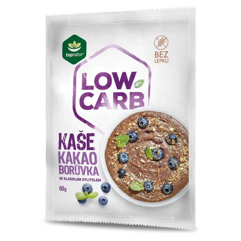 Topnature LOW CARB kaše kakao, borůvka 60g