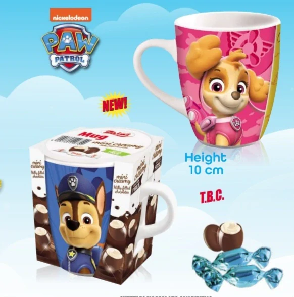 Hrnek Tlapková patrola s čokoládovými bonbóny  