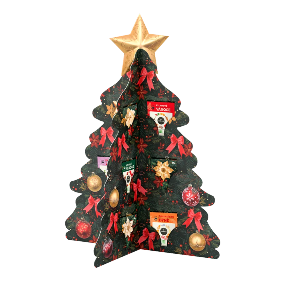 Leros Čajový Bylinný adventní kalendář Stromeček červený 24ns