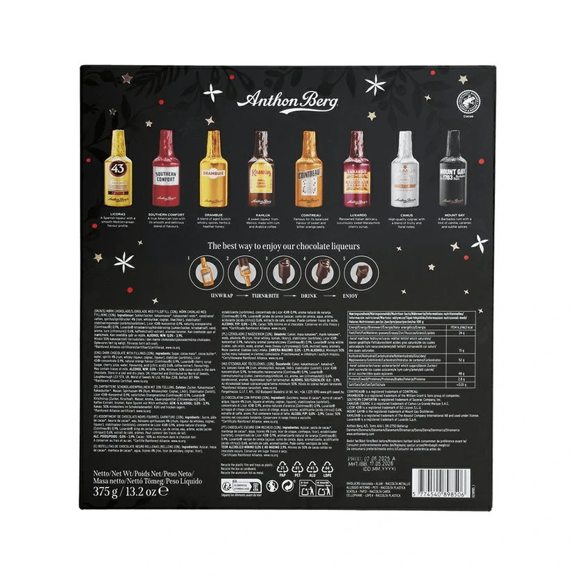 Anthon Berg Adventní kalendář likérové lahvičky s alkoholem 375g