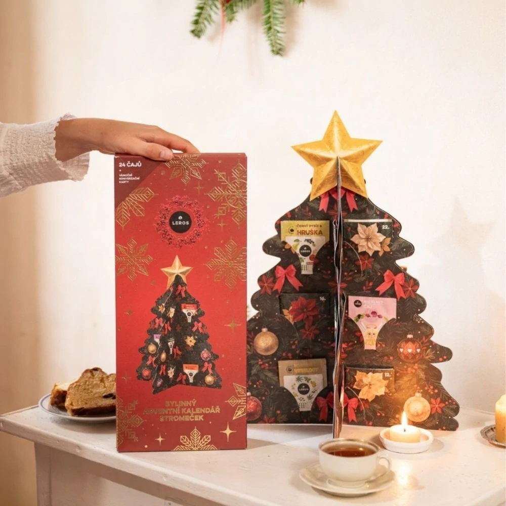 Leros Čajový Bylinný adventní kalendář Stromeček červený 24ns