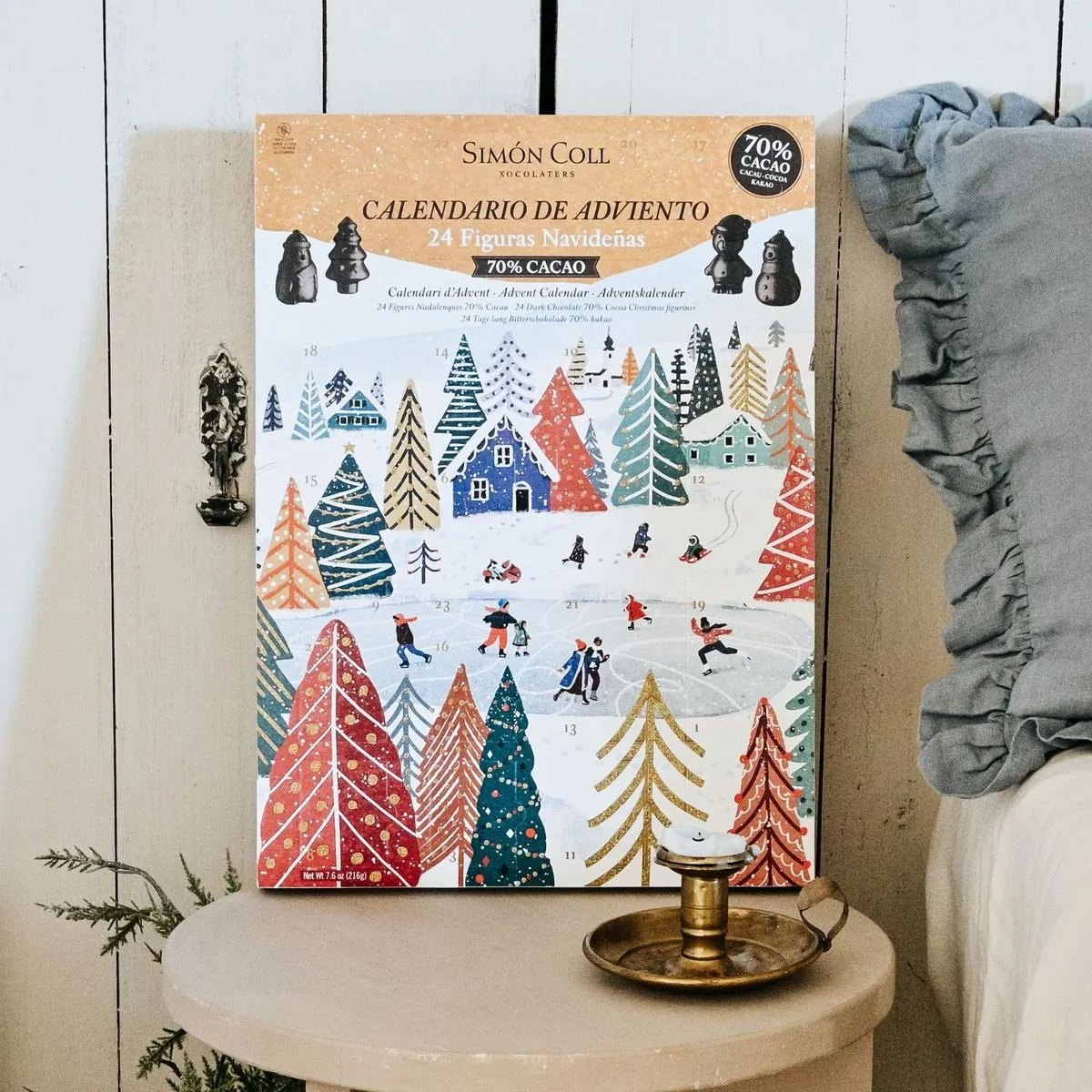 Čokoládový adventní kalendář 3D postavičky hořká čokoláda 216g