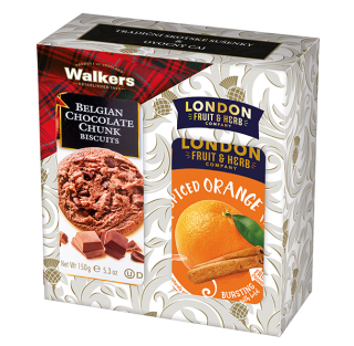Dárková sada Pomeranč čaj London sušenky Walkers
