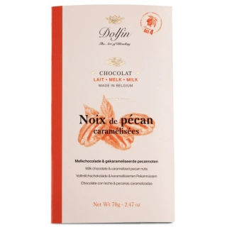 Dolfin Mléčná čokoláda s karamelizovanými pekanovými ořechy 70g