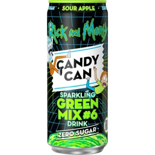 Candy Can sycená limonáda bez cukru s příchutí jablka 330 ml Rick a Morty
