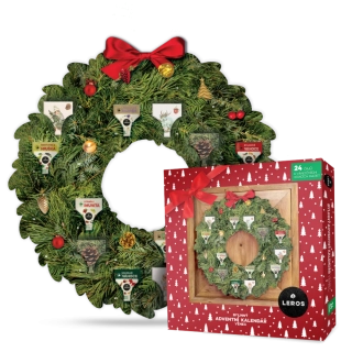 Leros Čajový Bylinný adventní kalendář věnec (červená)