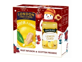 Dárková sada Sněhulák Zázvor,citron čaj London a džem Mackays