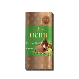Heidi Caramel Nuts Mléčná čokoláda s kousky pistácií 80g