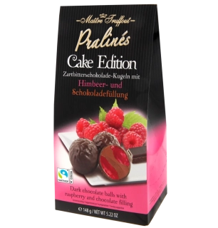 Maitre Truffout Pralinky z hořké čokolády s malinami Cake Edition 148g