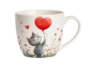 Hrnek Cat with Balloon 0,46l porcelán