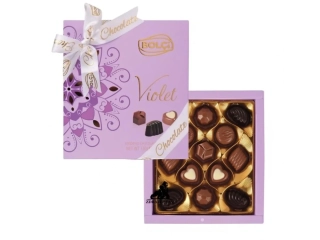 Bolci Violet bonboniéra 130 g s dárkovou taškou