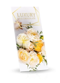 LUXURY žluté pivoňky, mléčná čokoláda s mandlemi a malinami 175g