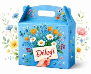 Dárkový box Děkuji modrý s květy