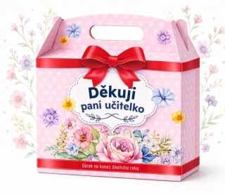 Dárkový box Děkuji, paní učitelko s mašlí