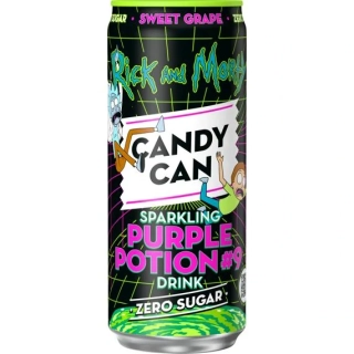 Candy Can sycená limonáda bez cukrus příchutí hroznového vína 330 ml Rick a Morty
