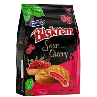 McVitie's Biskrem Třešeň plněné sušenky 160g