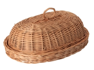 Proutěný koš na pečivo s víkem přírodní