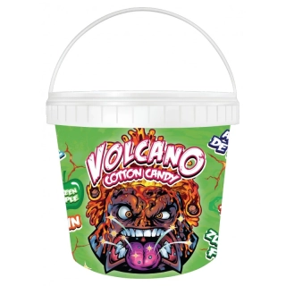 Cukrová vata Volcano v kyblíku s příchutí zelené jablko 50g