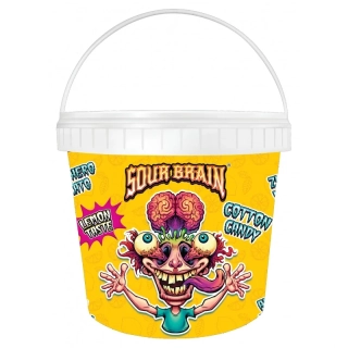 Cukrová vata Sour Brain v kyblíku s příchutí citron 50g