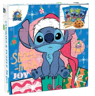 Stitch Vánoční Puzzle s čokoládovýma cookies 50g