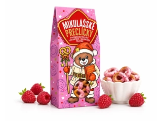 Mikulášské preclíčky s malinovo jogurtovou polevou 40g