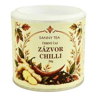 Černý čaj Zázvor Chilli v dóze 50g