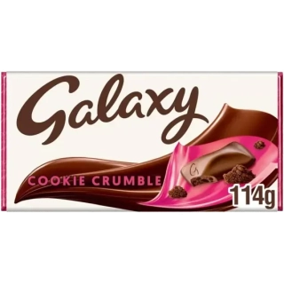 Galaxy Cookie Crumble mléčná čokoláda s kousky sušenek 114 g