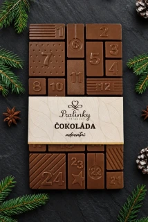 Adventní kalendář z mléčné čokolády 200g Valašská dílna