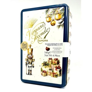Vergani Louskáček plechová dóza modrá s pralinkami  140g