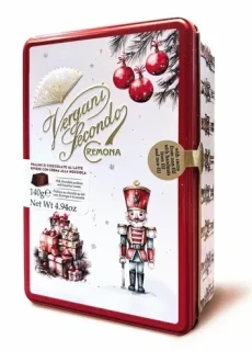 Vergani Louskáček plechová dóza červená s pralinkami  140g