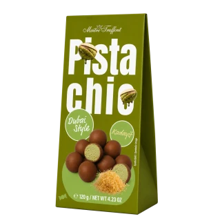 Maître Truffout kakaové kuličky s pistáciovou náplní a kadayif 120 g 